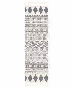 Well Woven Cruce Tribal Moroccan Geometric Grey Kilim-Style Rug 30 Well Woven Cruce Tribal Moroccan Geometric Grey Kilim-Style Rug