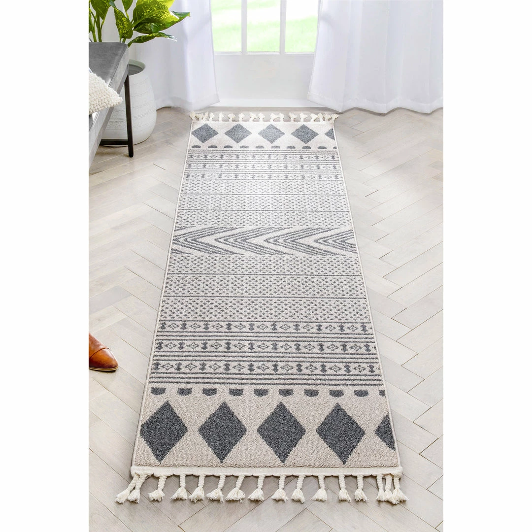 Well Woven Cruce Tribal Moroccan Geometric Grey Kilim-Style Rug 12 Well Woven Cruce Tribal Moroccan Geometric Grey Kilim-Style Rug