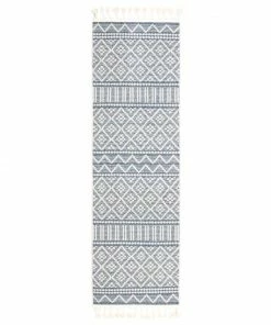 Well Woven Covina Tribal Geometric Diamond Denim Blue Kilim-Style Rug Global