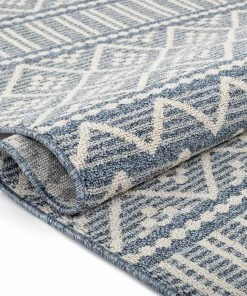 Well Woven Covina Tribal Geometric Diamond Denim Blue Kilim-Style Rug Global