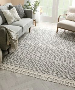 Well Woven Covina Tribal Geometric Diamond Grey Kilim-Style Rug Global