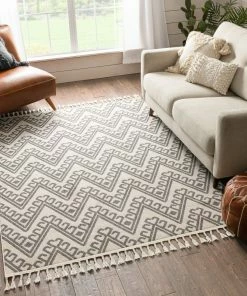 Well Woven Global Tico Geometric Tribal Beige Kilim-Style Rug