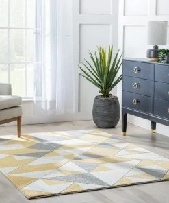 Well Woven Namib Modern Geometric Yellow High-Low Rug