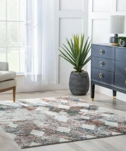 Well Woven Atacama Diamond Geometric Pattern Grey High-Low Rug