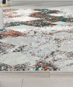 Well Woven Atacama Diamond Geometric Pattern Grey High-Low Rug