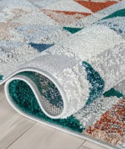 Well Woven Mojave Diamond Geometric Pattern Grey High-Low Rug