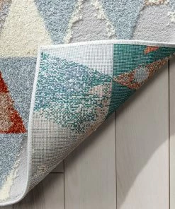 Well Woven Mojave Diamond Geometric Pattern Grey High-Low Rug