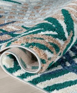 Well Woven Sonoran Abstract Leaves Pattern Green High-Low Rug Geometric 14 Well Woven Sonoran Abstract Leaves Pattern Green High-Low Rug Geometric