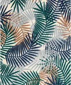 Well Woven Sonoran Abstract Leaves Pattern Green High-Low Rug Geometric