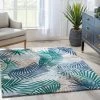 Well Woven Sonoran Abstract Leaves Pattern Green High-Low Rug Geometric