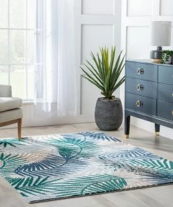 Well Woven Sonoran Abstract Leaves Pattern Green High-Low Rug Geometric 15 Well Woven Sonoran Abstract Leaves Pattern Green High-Low Rug Geometric