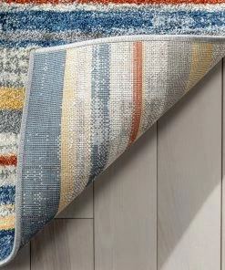 Well Woven Thar Modern Stripes Ivory Multi High-Low Rug