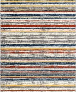 Well Woven Thar Modern Stripes Ivory Multi High-Low Rug