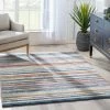 Well Woven Thar Modern Stripes Ivory Multi High-Low Rug