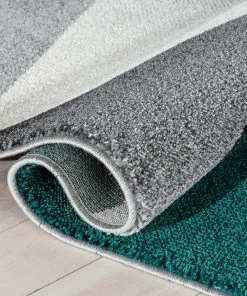 Well Woven Salar Modern Geometric Grey Green High-Low Rug