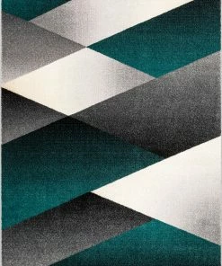 Well Woven Salar Modern Geometric Grey Green High-Low Rug