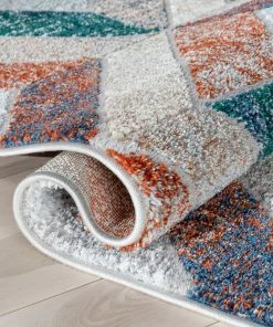 Well Woven Chihua Geometric Blue Multi High-Low Rug