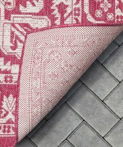 Well Woven Celesine Oriental Medallion Indoor/Outdoor Fuschia Flat-Weave Rug