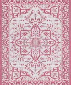 Well Woven Celesine Oriental Medallion Indoor/Outdoor Fuschia Flat-Weave Rug