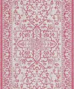 Well Woven Celesine Oriental Medallion Indoor/Outdoor Fuschia Flat-Weave Rug