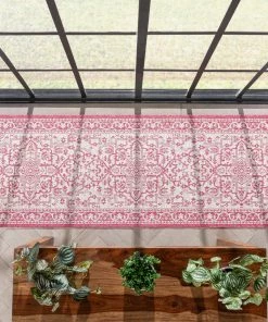 Well Woven Celesine Oriental Medallion Indoor/Outdoor Fuschia Flat-Weave Rug