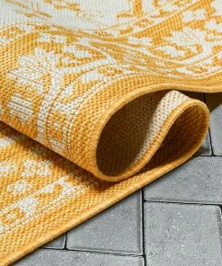 Well Woven Celesine Oriental Medallion Indoor/Outdoor Yellow Flat-Weave Rug 22 Well Woven Celesine Oriental Medallion Indoor/Outdoor Yellow Flat-Weave Rug