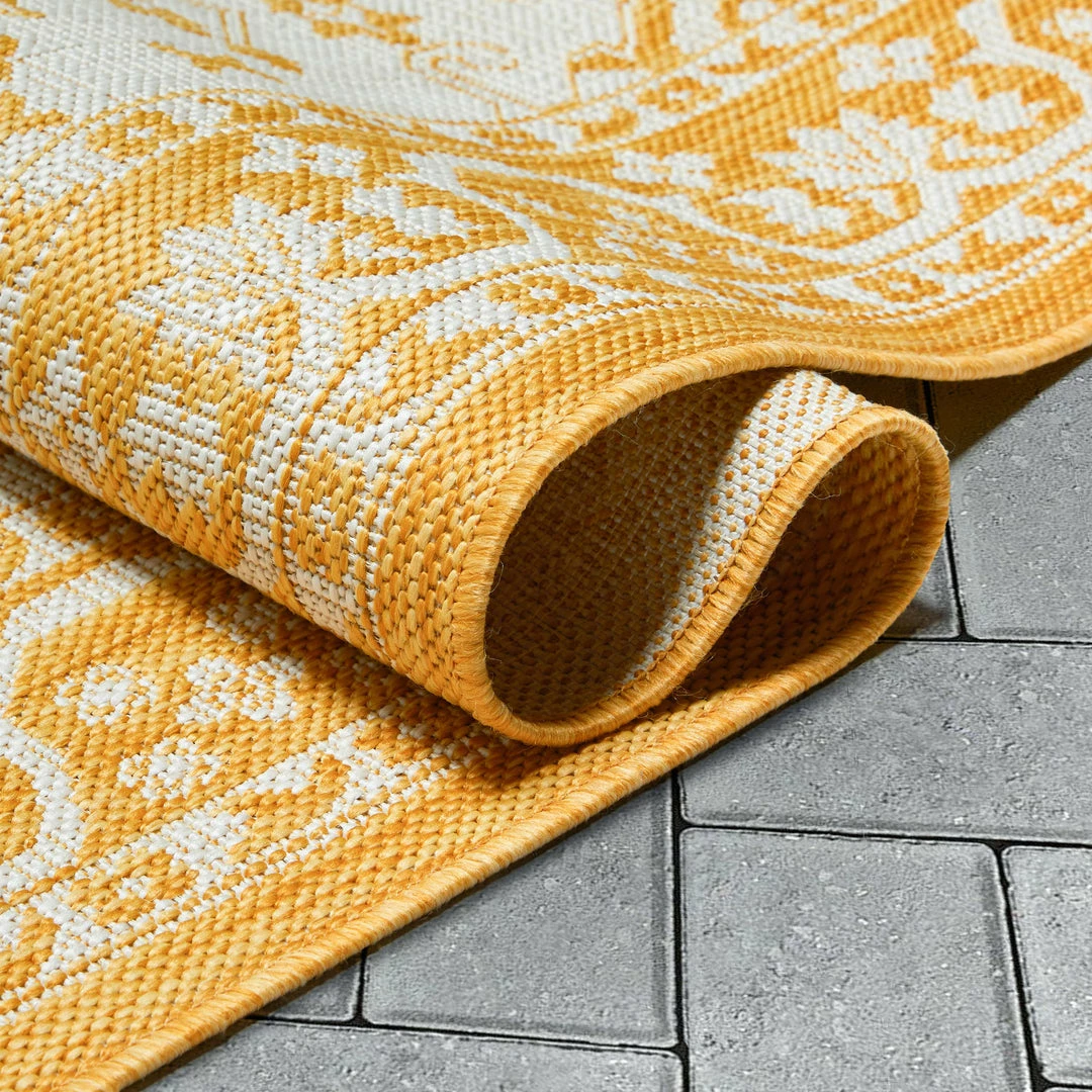 Well Woven Celesine Oriental Medallion Indoor/Outdoor Yellow Flat-Weave Rug 10 Well Woven Celesine Oriental Medallion Indoor/Outdoor Yellow Flat-Weave Rug