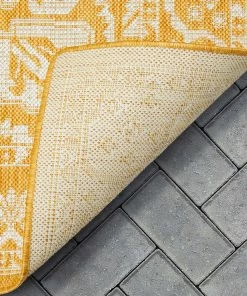 Well Woven Celesine Oriental Medallion Indoor/Outdoor Yellow Flat-Weave Rug 18 Well Woven Celesine Oriental Medallion Indoor/Outdoor Yellow Flat-Weave Rug