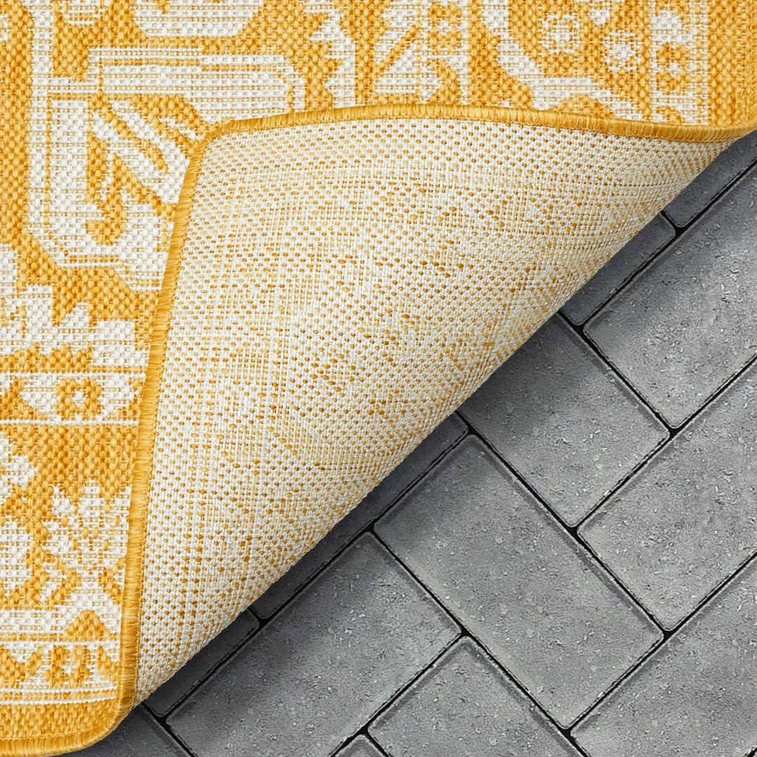 Well Woven Celesine Oriental Medallion Indoor/Outdoor Yellow Flat-Weave Rug 6 Well Woven Celesine Oriental Medallion Indoor/Outdoor Yellow Flat-Weave Rug