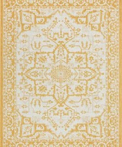 Well Woven Celesine Oriental Medallion Indoor/Outdoor Yellow Flat-Weave Rug