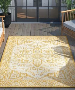 Well Woven Celesine Oriental Medallion Indoor/Outdoor Yellow Flat-Weave Rug 17 Well Woven Celesine Oriental Medallion Indoor/Outdoor Yellow Flat-Weave Rug