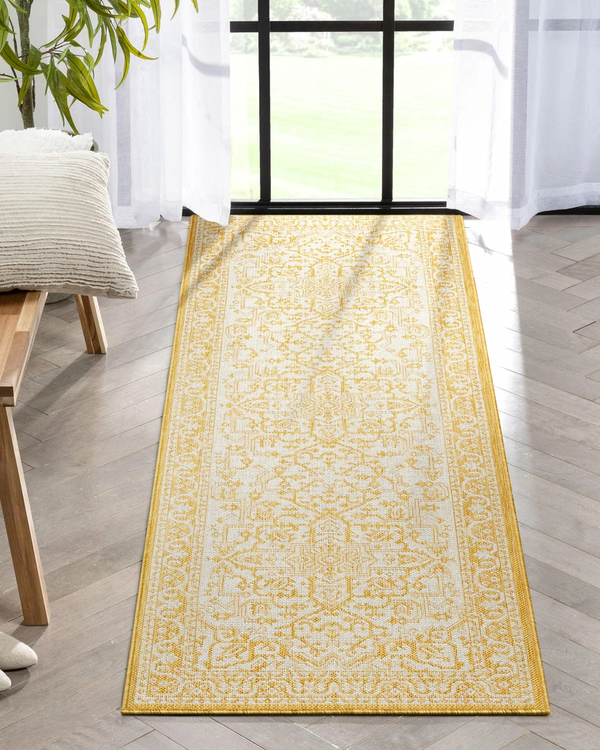 Well Woven Celesine Oriental Medallion Indoor/Outdoor Yellow Flat-Weave Rug 8 Well Woven Celesine Oriental Medallion Indoor/Outdoor Yellow Flat-Weave Rug