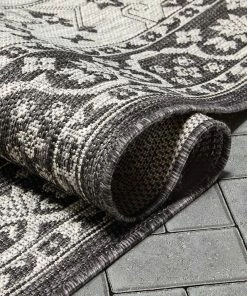 Well Woven Celesine Oriental Medallion Indoor/Outdoor Black Flat-Weave Rug