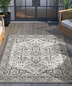 Well Woven Celesine Oriental Medallion Indoor/Outdoor Black Flat-Weave Rug