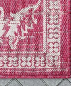 Well Woven Delphi Oriental Persian Indoor/Outdoor Fuchsia Flat-Weave Rug