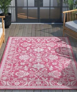 Well Woven Delphi Oriental Persian Indoor/Outdoor Fuchsia Flat-Weave Rug