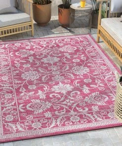 Well Woven Delphi Oriental Persian Indoor/Outdoor Fuchsia Flat-Weave Rug