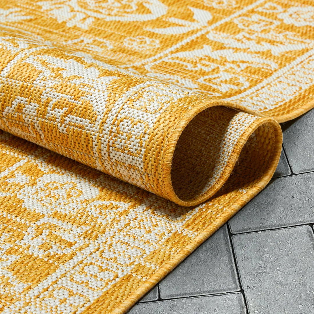 Well Woven Delphi Oriental Persian Indoor/Outdoor Yellow Flat-Weave Rug 11 Well Woven Delphi Oriental Persian Indoor/Outdoor Yellow Flat-Weave Rug