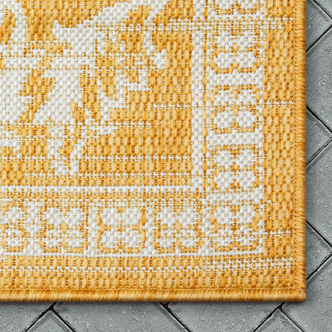 Well Woven Delphi Oriental Persian Indoor/Outdoor Yellow Flat-Weave Rug 4 Well Woven Delphi Oriental Persian Indoor/Outdoor Yellow Flat-Weave Rug