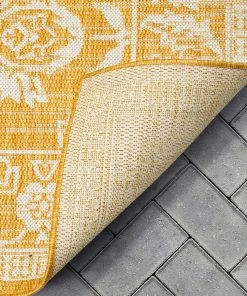 Well Woven Delphi Oriental Persian Indoor/Outdoor Yellow Flat-Weave Rug 18 Well Woven Delphi Oriental Persian Indoor/Outdoor Yellow Flat-Weave Rug