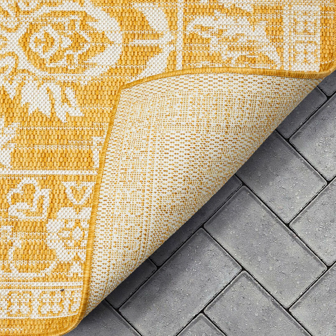 Well Woven Delphi Oriental Persian Indoor/Outdoor Yellow Flat-Weave Rug 6 Well Woven Delphi Oriental Persian Indoor/Outdoor Yellow Flat-Weave Rug