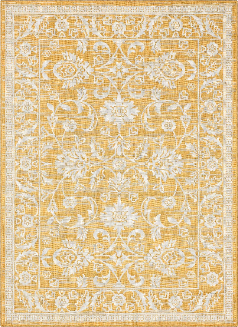 Well Woven Delphi Oriental Persian Indoor/Outdoor Yellow Flat-Weave Rug 2 Well Woven Delphi Oriental Persian Indoor/Outdoor Yellow Flat-Weave Rug