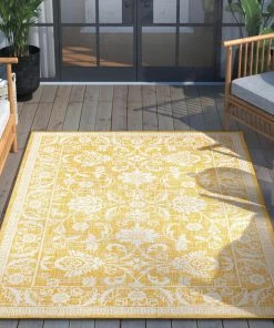 Well Woven Delphi Oriental Persian Indoor/Outdoor Yellow Flat-Weave Rug 17 Well Woven Delphi Oriental Persian Indoor/Outdoor Yellow Flat-Weave Rug