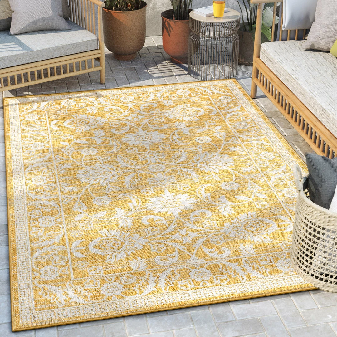 Well Woven Delphi Oriental Persian Indoor/Outdoor Yellow Flat-Weave Rug 1 Well Woven Delphi Oriental Persian Indoor/Outdoor Yellow Flat-Weave Rug