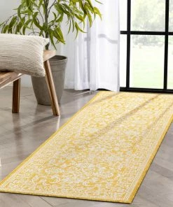 Well Woven Delphi Oriental Persian Indoor/Outdoor Yellow Flat-Weave Rug 24 Well Woven Delphi Oriental Persian Indoor/Outdoor Yellow Flat-Weave Rug