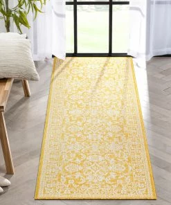 Well Woven Delphi Oriental Persian Indoor/Outdoor Yellow Flat-Weave Rug 20 Well Woven Delphi Oriental Persian Indoor/Outdoor Yellow Flat-Weave Rug