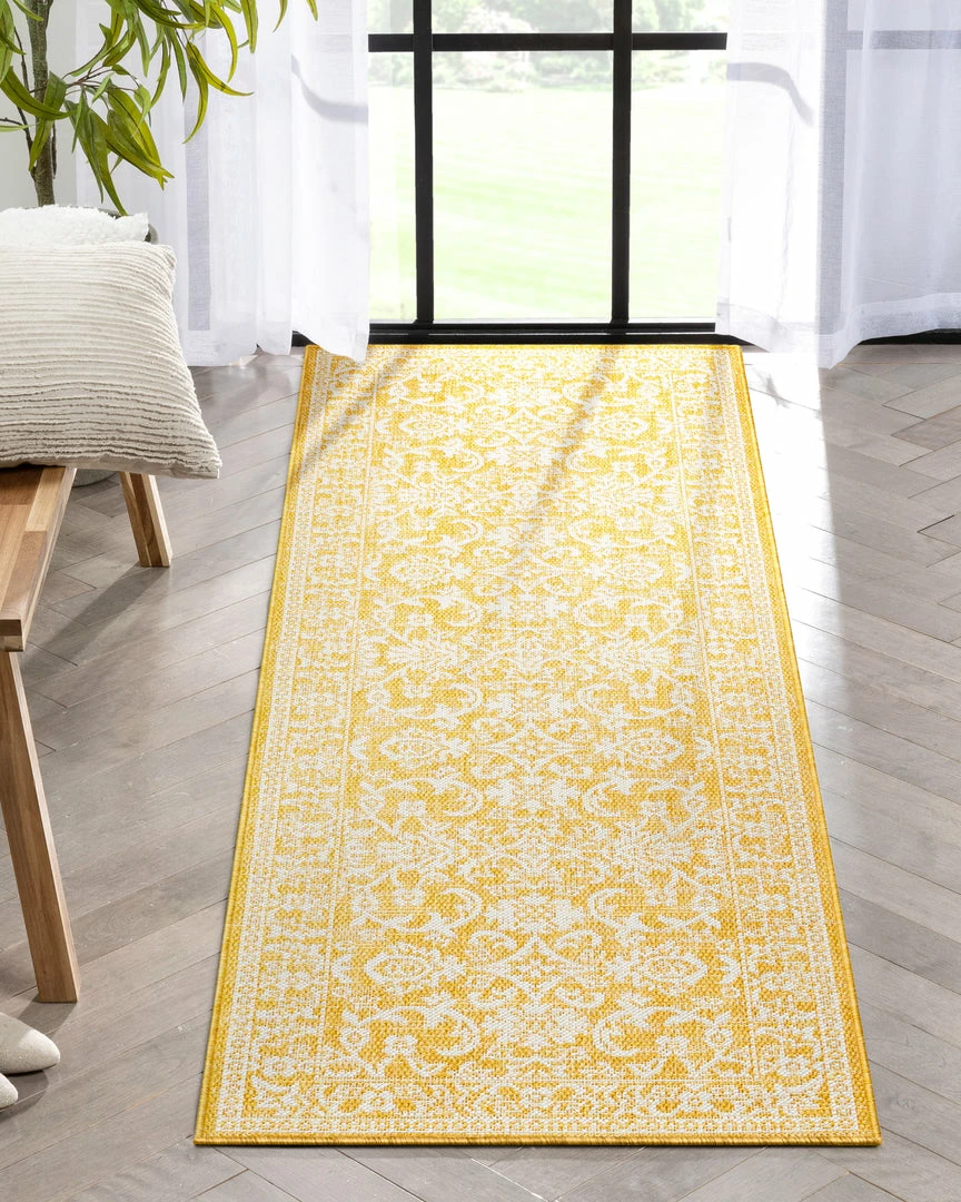 Well Woven Delphi Oriental Persian Indoor/Outdoor Yellow Flat-Weave Rug 8 Well Woven Delphi Oriental Persian Indoor/Outdoor Yellow Flat-Weave Rug