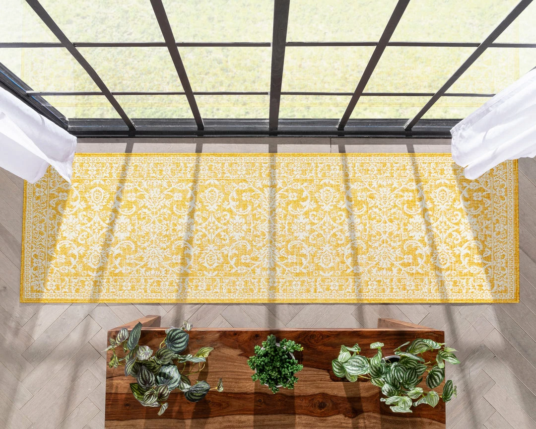 Well Woven Delphi Oriental Persian Indoor/Outdoor Yellow Flat-Weave Rug 9 Well Woven Delphi Oriental Persian Indoor/Outdoor Yellow Flat-Weave Rug
