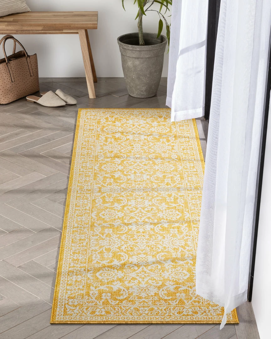 Well Woven Delphi Oriental Persian Indoor/Outdoor Yellow Flat-Weave Rug 13 Well Woven Delphi Oriental Persian Indoor/Outdoor Yellow Flat-Weave Rug