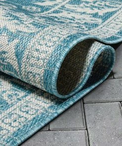 Well Woven Delphi Oriental Persian Indoor/Outdoor Blue Flat-Weave Rug